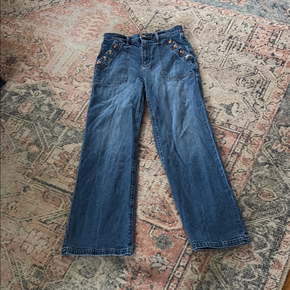 LOFT Blue Flare Wide Leg Jeans